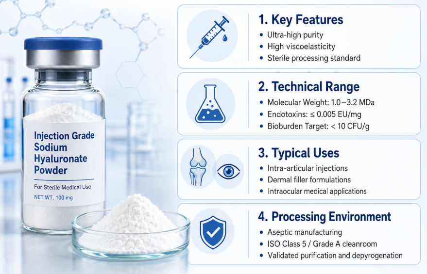 Injection Grade Sodium Hyaluronate Powder Injection Grade Sodium Hyaluronate Powder